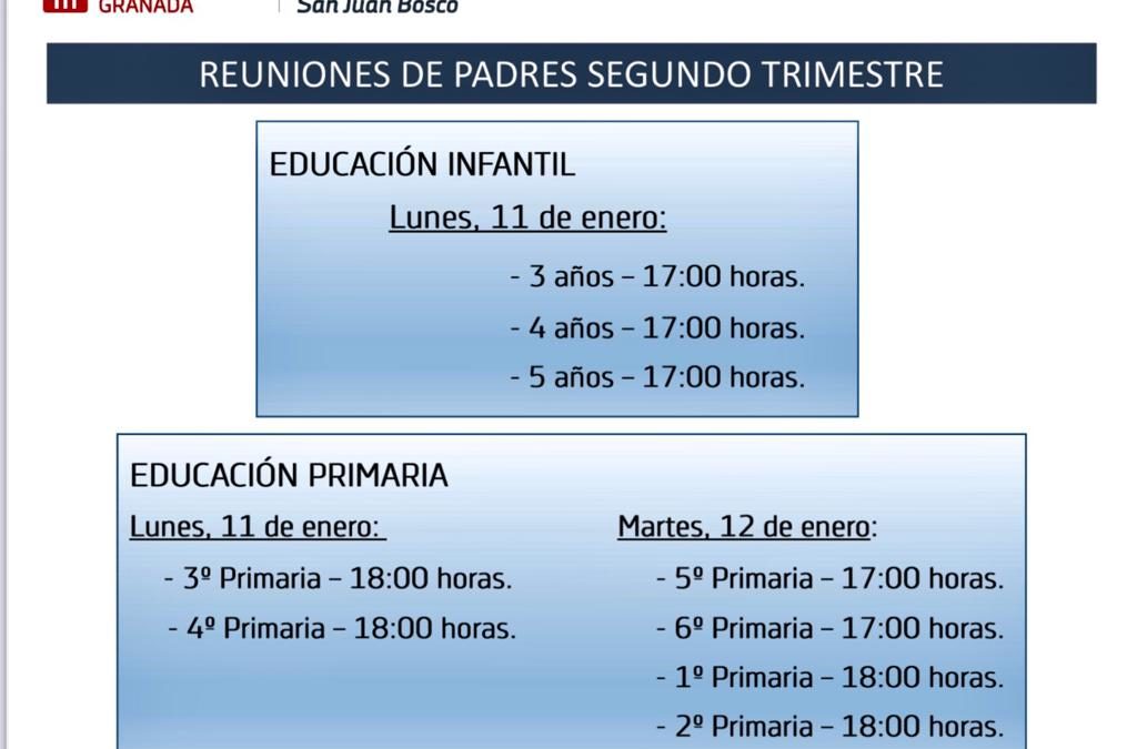 REUNIONES DE PADRES SEGUNDO TRIMESTRE